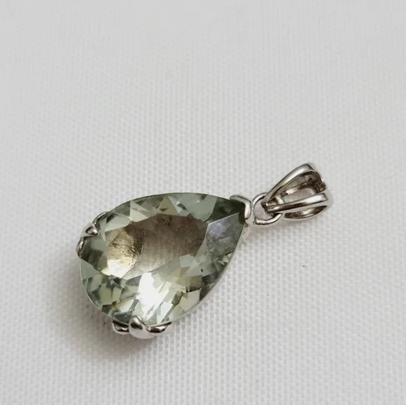 Genuine Thailand Green Amethyst 925 Solid Sterling Silver Pendant - Picture 2 of 4